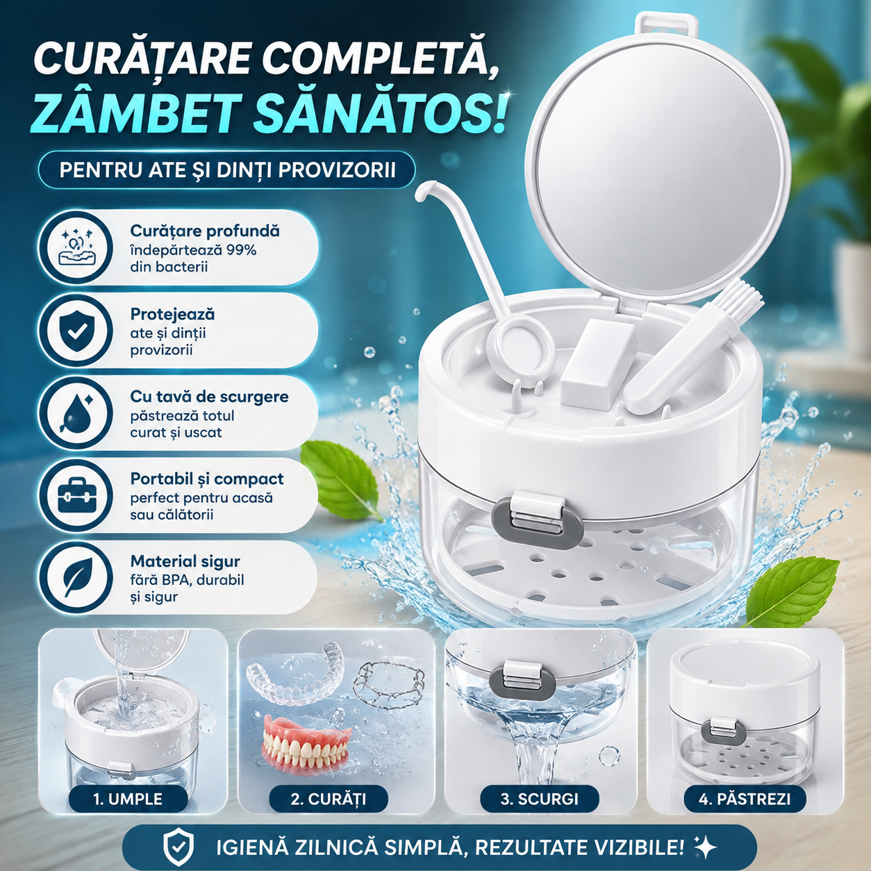 Kit Pentru Curățarea Protezei Dentare DentaClean™