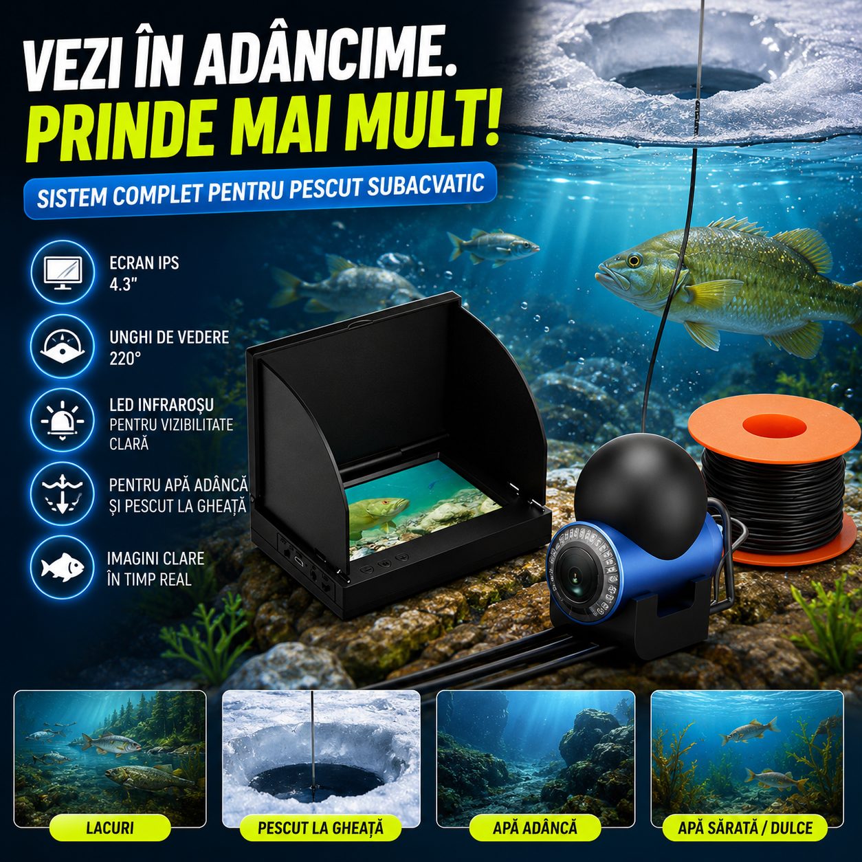 Cameră Subacvatică pentru Pescuit FishVision™